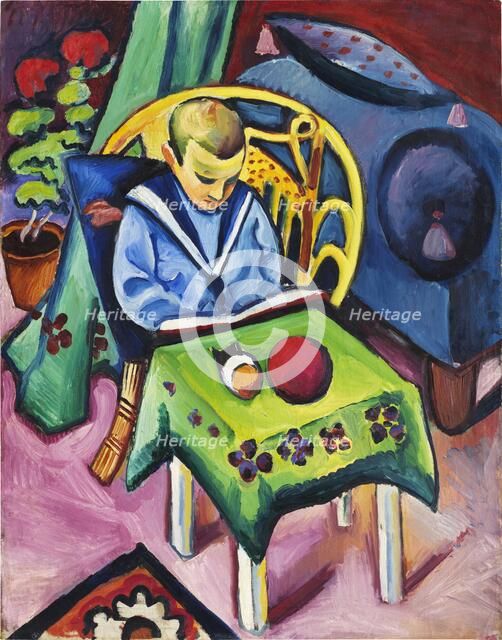 Boy with book and toys, 1912. Creator: Macke, August (1887-1914).
