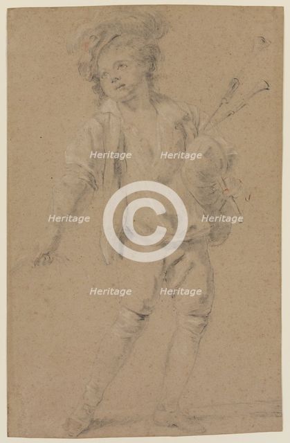 Boy with Bagpipe, early 18th century. Creator: Jean Raoux.