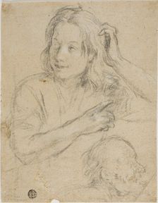 Boy with Hand on His Head and Profile of Old Man, n.d. Creator: Samuel Drummond