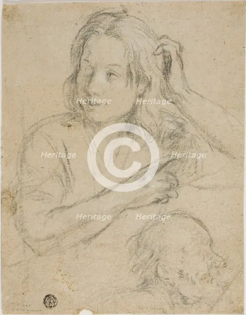 Boy with Hand on His Head and Profile of Old Man, n.d. Creator: Samuel Drummond.