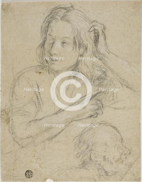 Boy with Hand on His Head and Profile of Old Man, n.d. Creator: Samuel Drummond.