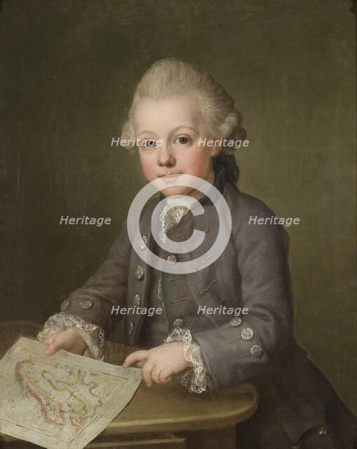 Boy with Map of Scandinavia, 1771. Creator: Ulrika Fredrika Pasch.