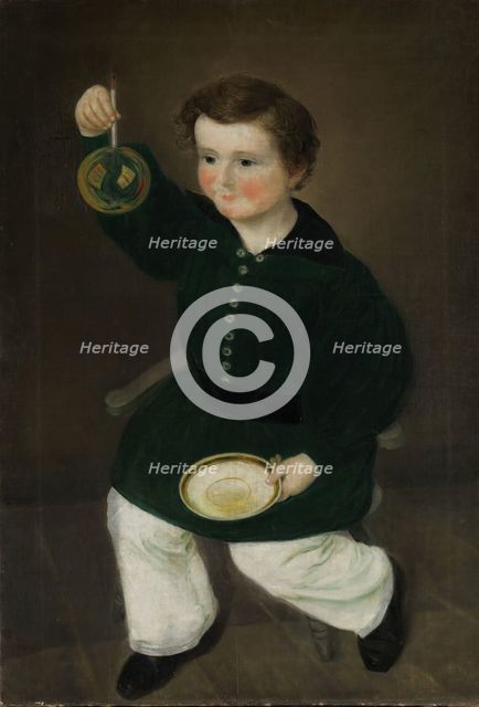 Boy with soap bubble; Portrait of Gustav Antonio Gjessing as a child, 1841. Creator: Matthias Stoltenberg.