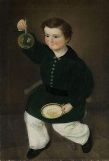 Boy with soap bubble; Portrait of Gustav Antonio Gjessing as a child, 1841. Creator: Matthias Stoltenberg