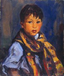 Boy with Plaid Scarf, 1916. Creator: Robert Henri