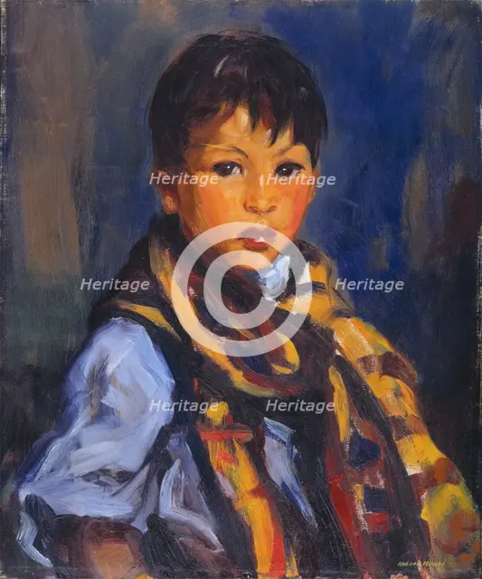 Boy with Plaid Scarf, 1916. Creator: Robert Henri.