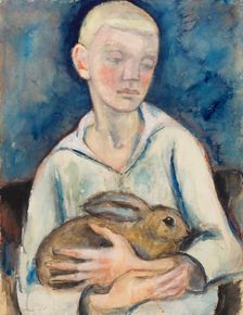 Boy with rabbit, c1915. Creator: Rée, Anita (1885-1933)
