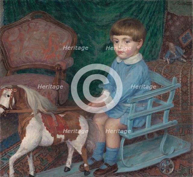 Boy with toy horse, c1925. Creator: Ivan Zabota.