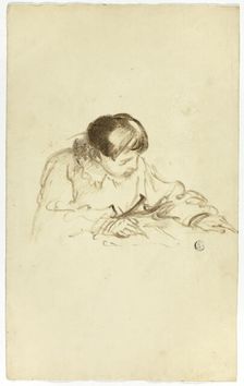 Boy Writing or Sketching, c. 1830. Creators: Thomas Jones Barker, Thomas Barker