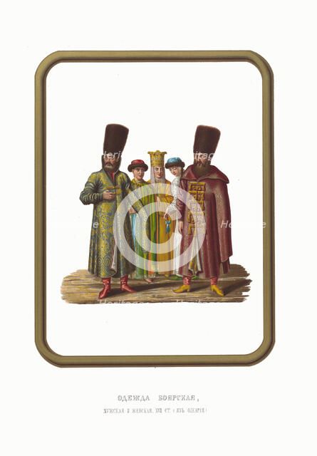 Boyar Clothing of the XVII century. From the Antiquities of the Russian State, 1849-1853. Creator: Solntsev, Fyodor Grigoryevich (1801-1892).