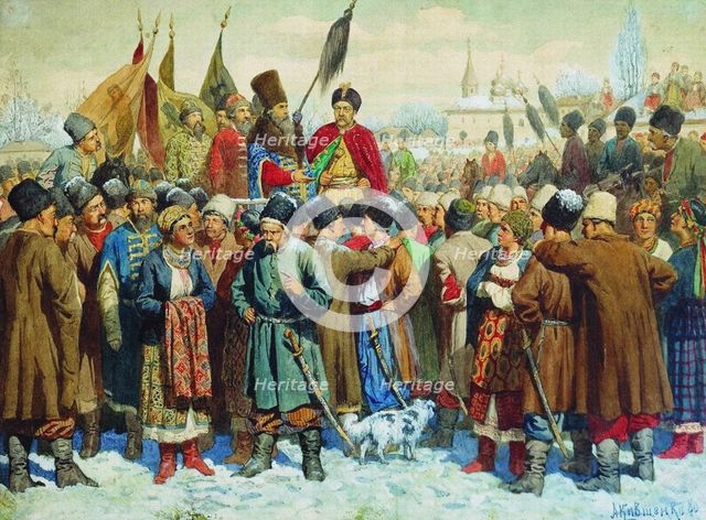 Boyar Vasili Buturlin's speech at the Rada of Pereyaslav, 1880. Artist: Kivshenko, Alexei Danilovich (1851-1895)