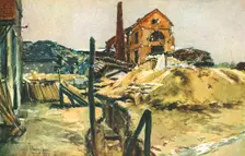 'Boyau conduisant a des Batiments d'Usine 1915. Creator: Francois Flameng