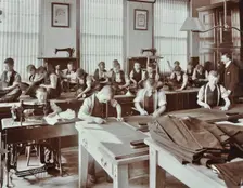 Boys tailoring class at Highbury Truant School, London, 1908