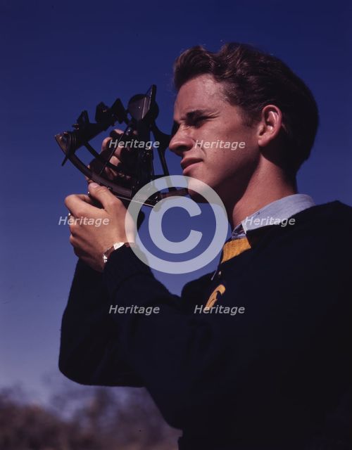 Boys trained in the fundamentals of navigation may become technicians..., Los Angeles, Calif. , 1942 Creator: Alfred T Palmer.
