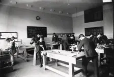 Boys woodwork class, Rowntree’s , York, Yorkshire, 1920