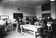 Boys woodwork class, Rowntree’s , York, Yorkshire, 1920