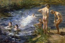 Boys at the river, 1899. Creator: Ciardi, Beppe (Giuseppe) (1875-1932)