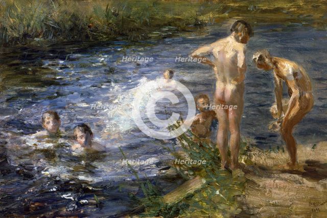 Boys at the river, 1899. Creator: Ciardi, Beppe (Giuseppe) (1875-1932).