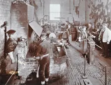 Boys at work in the smith's shop, Feltham Industrial School, London, 1908