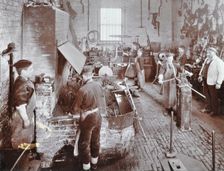 Boys at work in the smith's shop, Feltham Industrial School, London, 1908