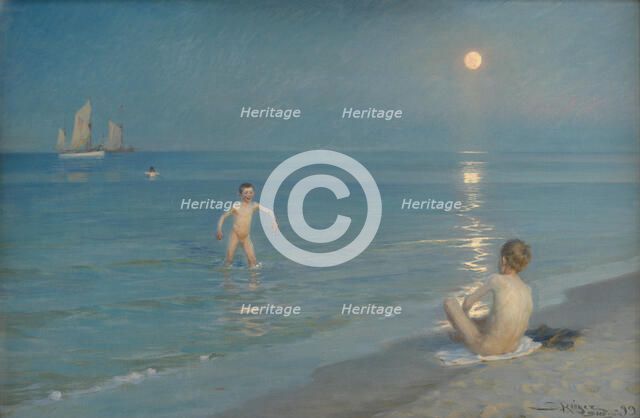 Boys Bathing at Skagen. Summer Evening, 1899. Artist: Krøyer, Peder Severin (1851-1909)