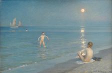 Boys Bathing at Skagen - Summer Evening, 1899. Creator: Peder Severin Kroyer