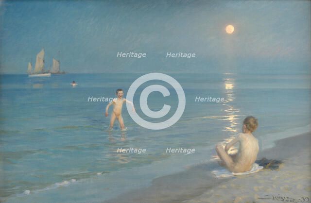Boys Bathing at Skagen - Summer Evening, 1899. Creator: Peder Severin Kroyer.