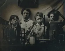 Boys Behind a Science Experiment, late 1850s. Creator: Unknown