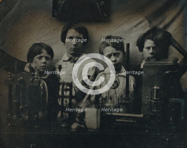 Boys Behind a Science Experiment, late 1850s. Creator: Unknown.