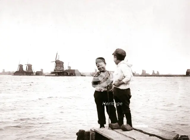Boys by a canal, Laandam, Netherlands, 1898.Artist: James Batkin