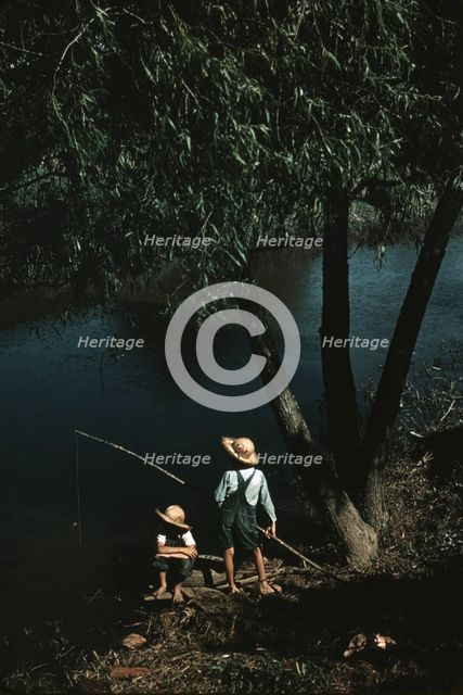 Boys fishing in a bayou, Schriever, La., 1940. Creator: Marion Post Wolcott.