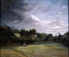 Boys Fishing in a Reservoir near Hampstead. Artist: Thomas Christopher Hofland