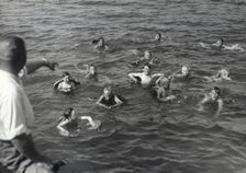Boys having a swimming lesson, Sweden, 1939. Creator: Otto Ohm