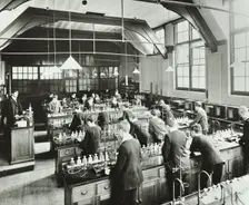 Boys in a chemistry laboratory, Hackney Downs School, London, 1911