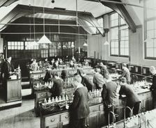 Boys in a chemistry laboratory, Hackney Downs School, London, 1911