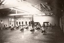 Boys in a indoor gym lesson, York, Yorkshire, 1910