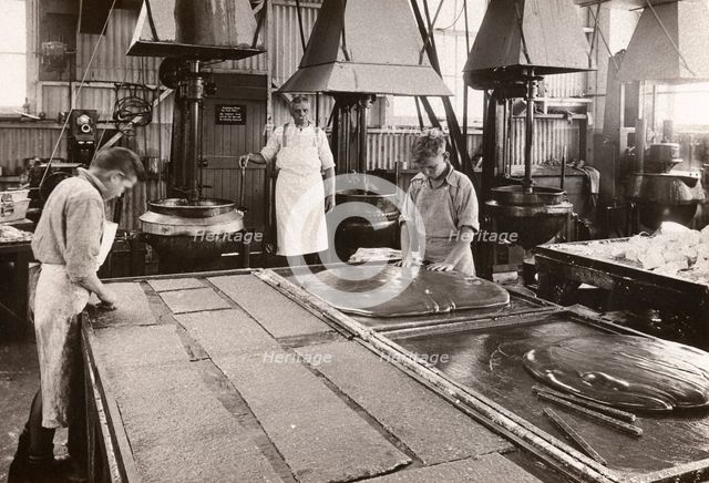 Boys making toffee in the Caley factory, Norwich, Norfolk, 1937. Artist: Unknown