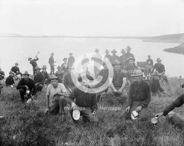 Boys of the 71st N.Y. at Montauk Point, after returning from Cuba, 1898 or 1899. Creator: Unknown.