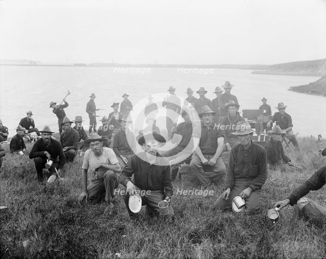 Boys of the 71st N.Y. at Montauk Point, after returning from Cuba, 1898 or 1899. Creator: Unknown.