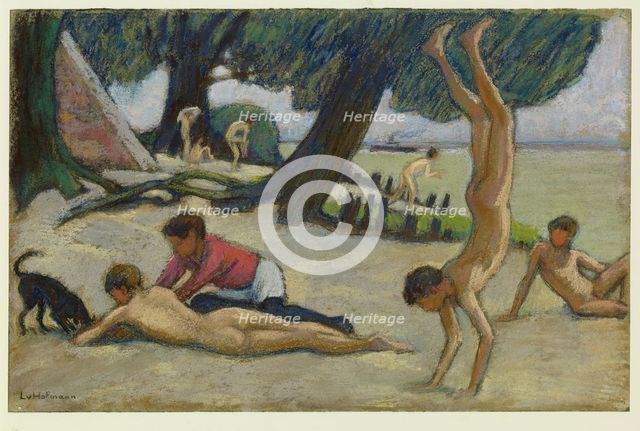 Boys on the beach, c. 1895. Artist: Hofmann, Ludwig, von (1861-1945)