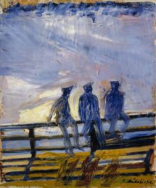 Boys on the Shore Railings, 1910. Creator: Juho Makela