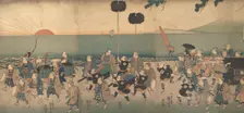Boys Play-acting a Daimyo Procession, 19th century. Creator: Utagawa Kuniyoshi