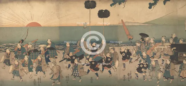 Boys Play-acting a Daimyo Procession, 19th century. Creator: Utagawa Kuniyoshi.