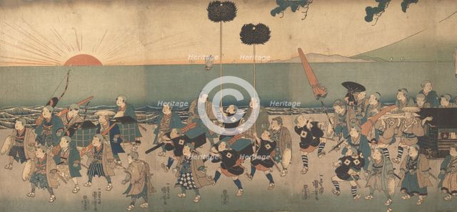 Boys Play-acting a Daimyo Procession, 19th century. Creator: Utagawa Kuniyoshi.