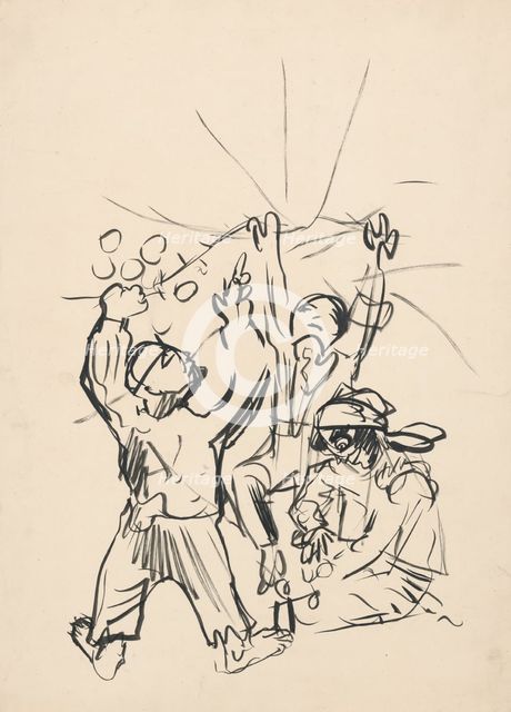 Boys playing, 1940-1944. Creator: Arnold Peter Weisz-Kubincan.