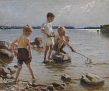 Boys Playing on the Shore (Children Playing on the Shore), 1884. Creator: Albert Edelfelt