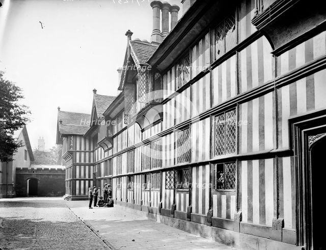 Boys Reading outside Bablake Hospital, Coventry, West Midlands, c1860-c1922. Artist: Henry Taunt