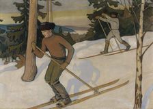 Boys Skiing, 1900. Creator: Vaino Blomstedt