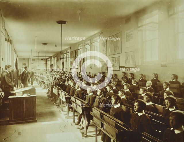 Boys sitting at their desks, Ashford Residential School, Middlesex, 1900. Artist: Unknown.