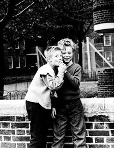 Boys smoking a cigarette, north-west London, 1967. Creator: Henry Grant
